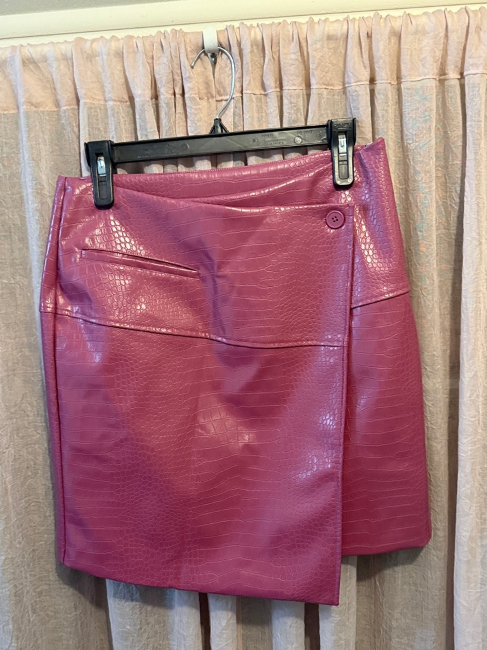 Worthington Faux Croc Wrap Mini Skirt in Pink